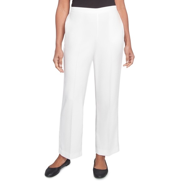 Alfred Dunner Estate of Mind Pull On Oyster White Trousers High-Rise Waist Sz18P - Picture 1 of 11